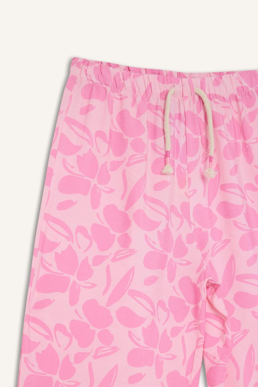 FILLES Rose Clair Pantalon palazzo large à motif fleuri pour fille