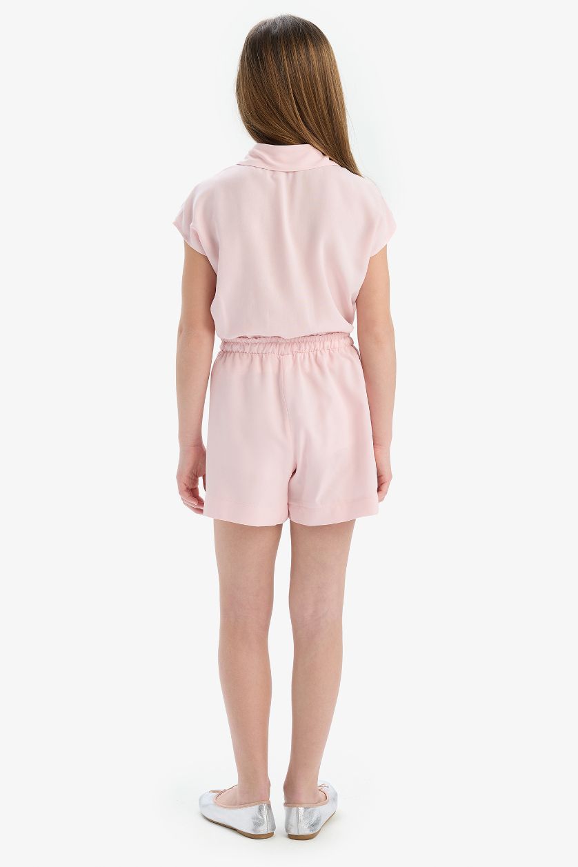 Kız Çocuk - Genç Kız Açık Pembe Beli Lastikli Viskon Şort Kız Çocuk