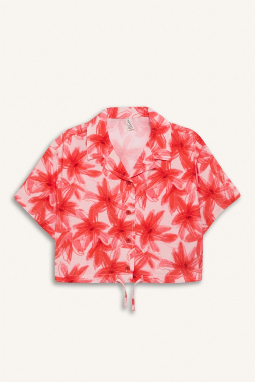 بناتي أحمر فاتح قميص كروب بناتي أحمر