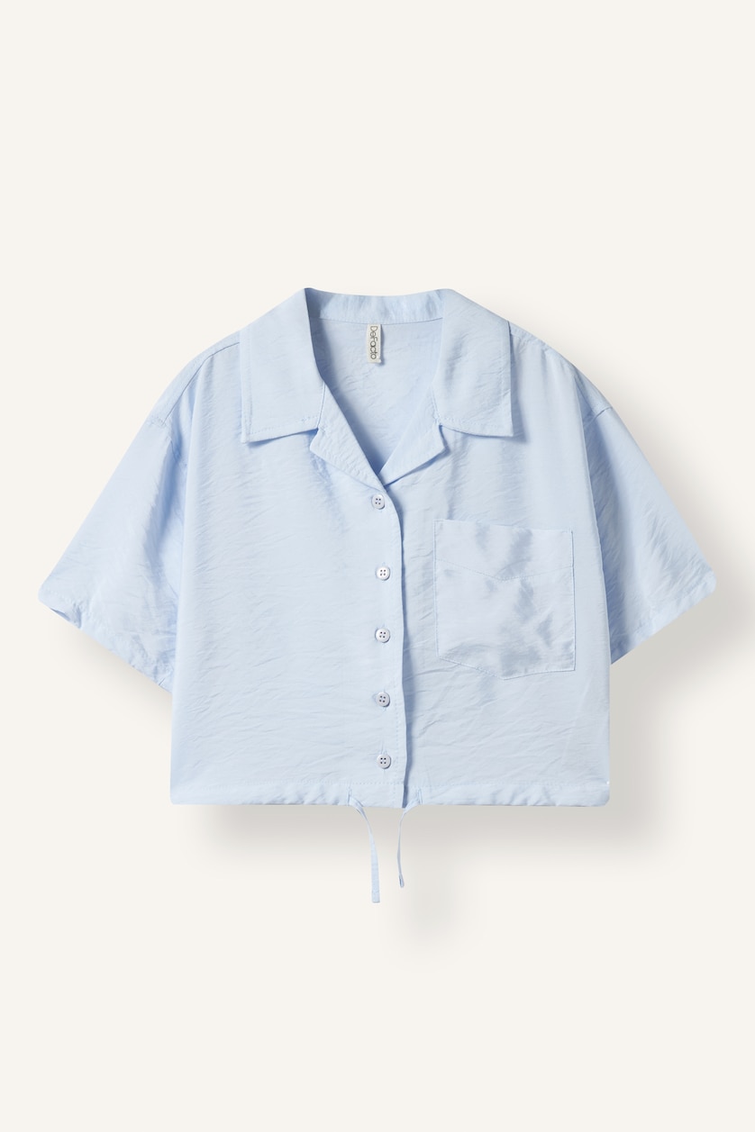 FILLES BLEU Clair Girl Short Sleeve Crop Shirt