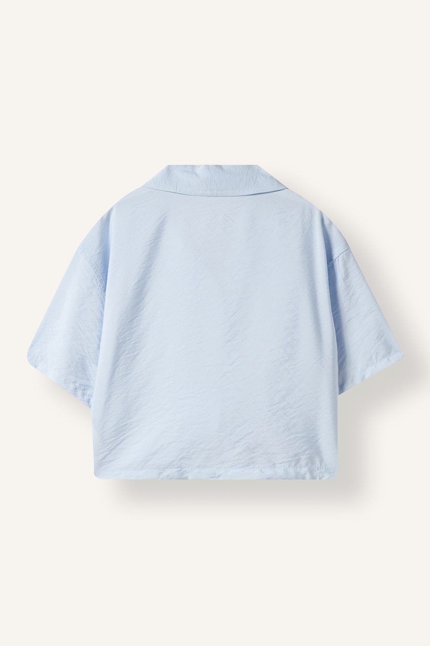 FILLES BLEU Clair Girl Short Sleeve Crop Shirt