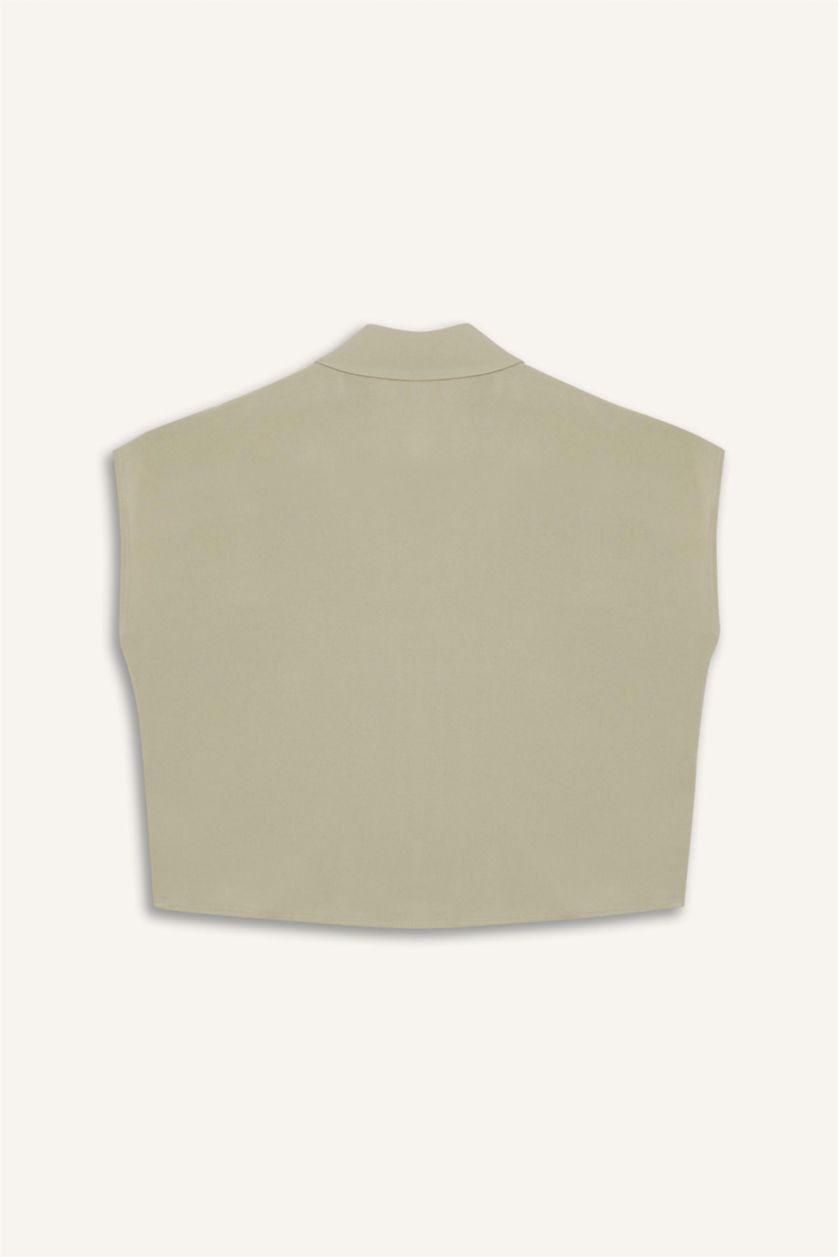 Девочки и подростки Мятный Девочки, укороченная хлопковая рубашка, короткий рукав