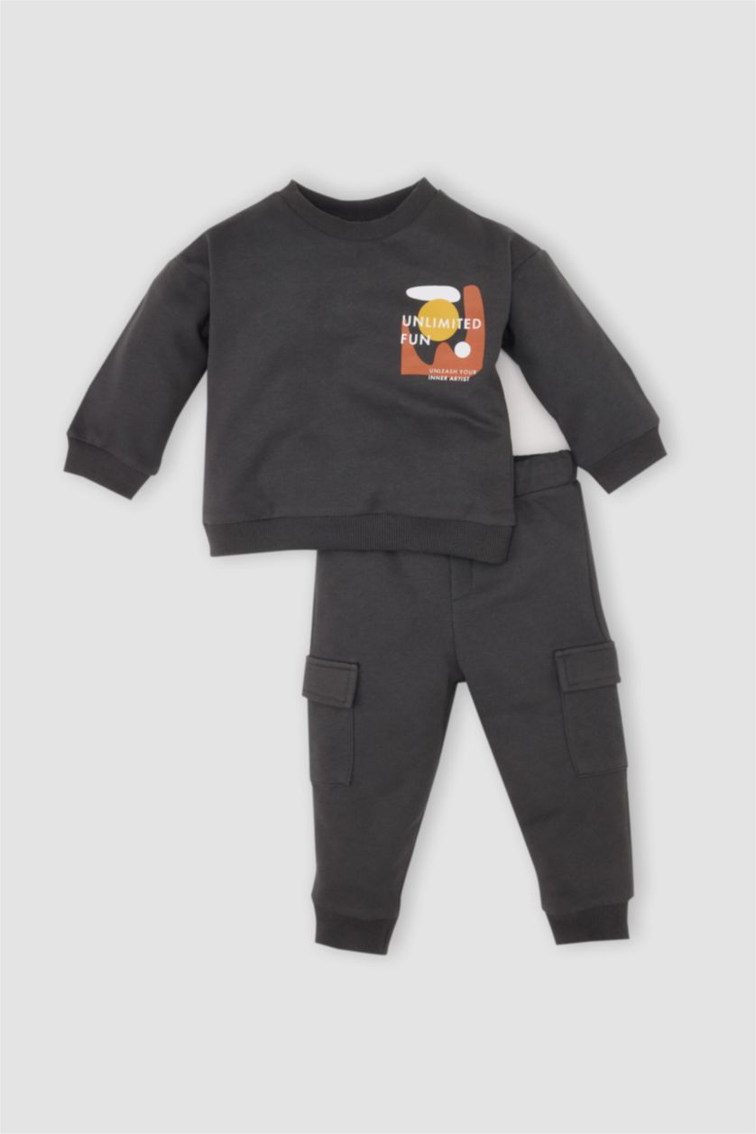 BÉBÉ GARÇON Anthracite Ensemble Sweat-shirt et Jogging avec imprimé pour BéBé Garçon