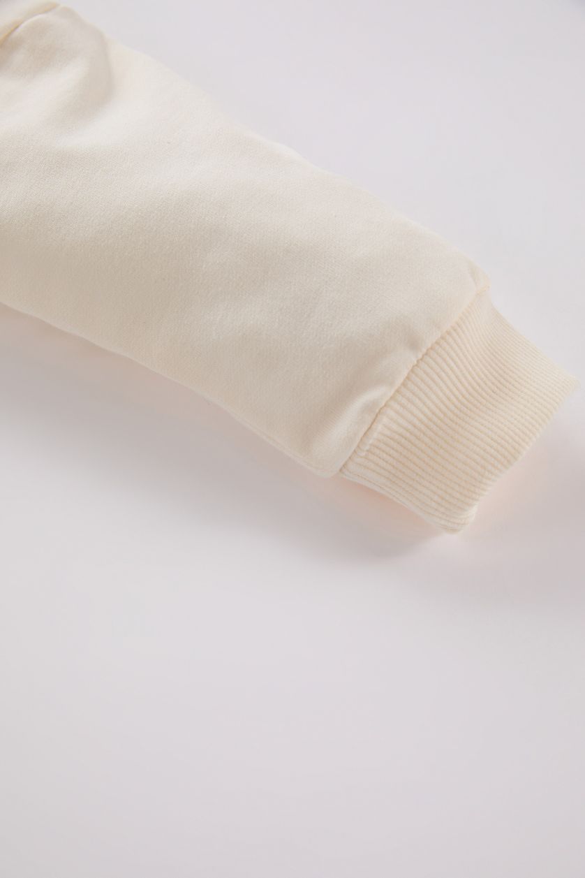 Erkek Bebek Açık Kahve Erkek Bebek 2'li Takım Araç Baskılı Sweatshirt Beli Lastikli Eşofman Altı