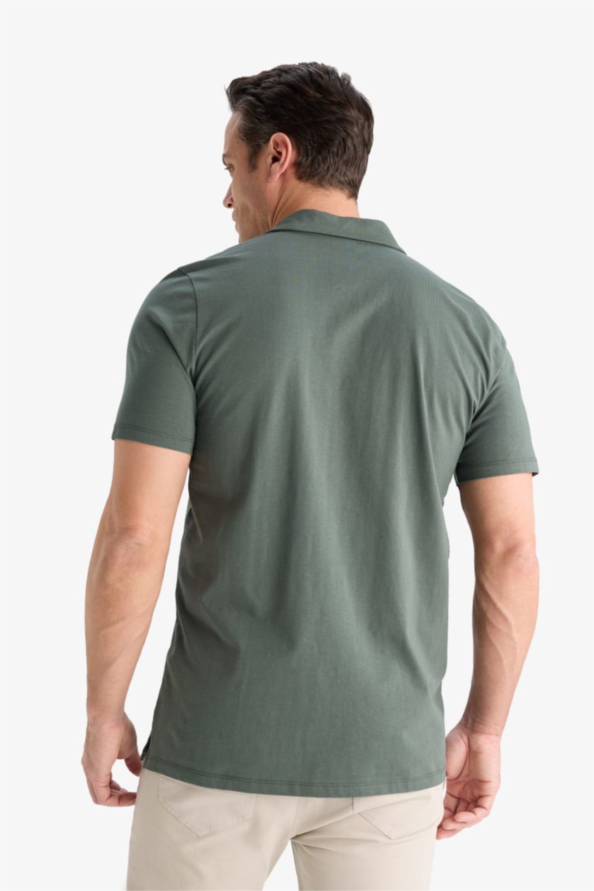 Erkek Koyu Petrol %100 Pamuk Regular Fit Polo Yaka Kısa Kollu Tişört