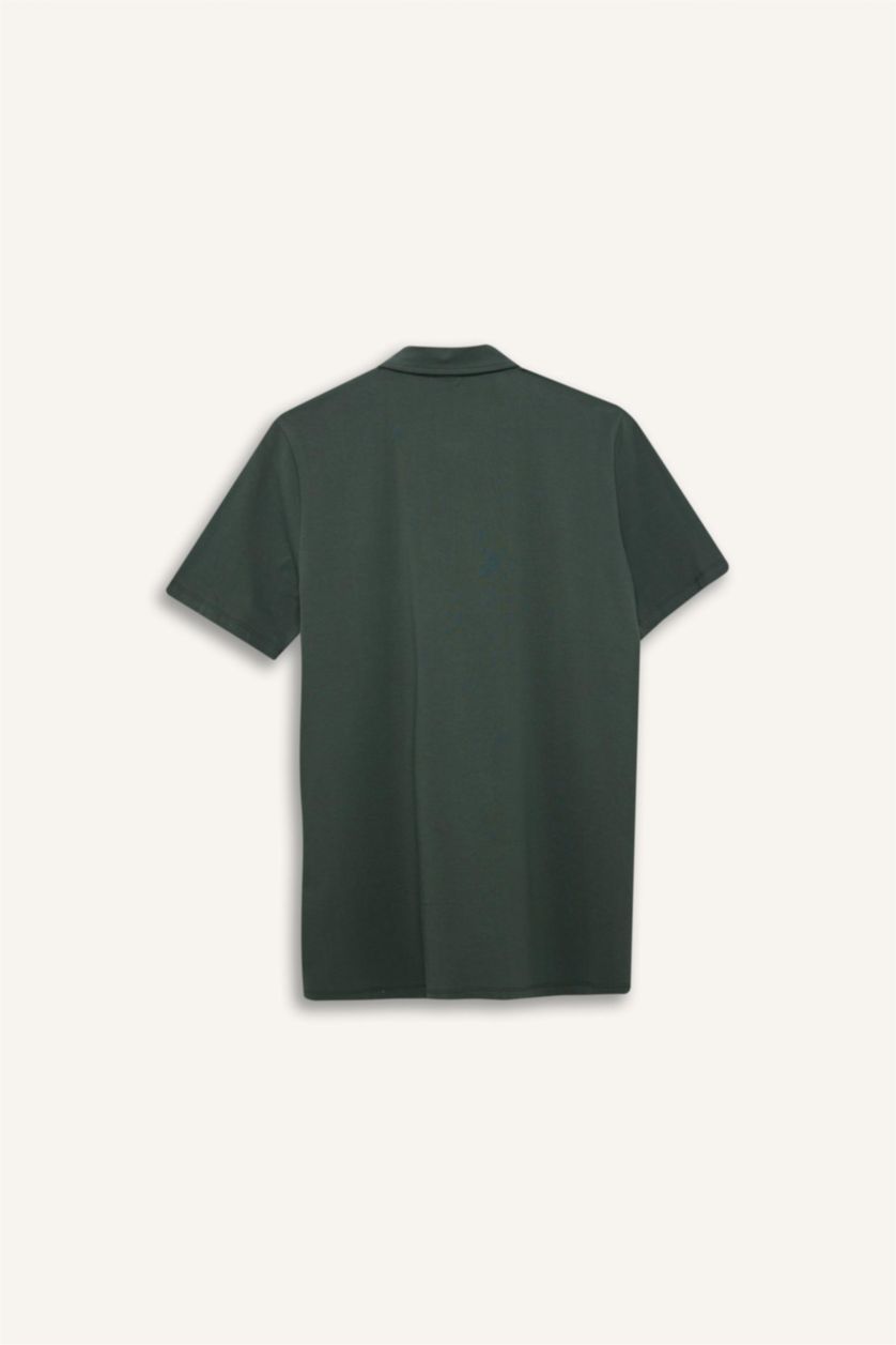 Erkek Koyu Petrol %100 Pamuk Regular Fit Polo Yaka Kısa Kollu Tişört