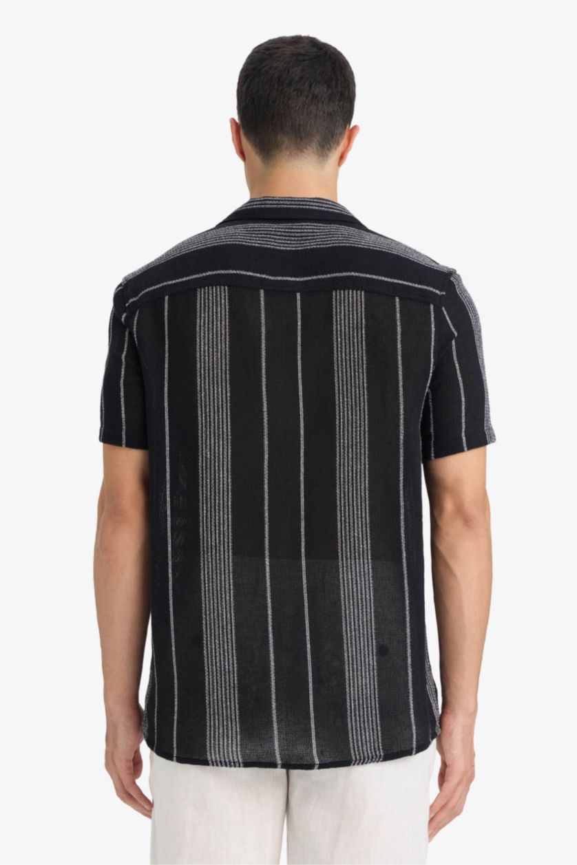 رجال أسود قميص بولو قطن نص ردن قصة عادية