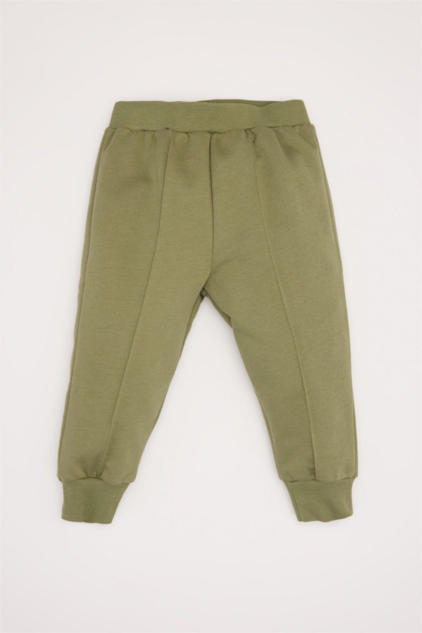 مولود ذكر كاكي طقم سويت شيرت مطبوع برقبة مستديرة و سروال رياضي للبيبي ولد