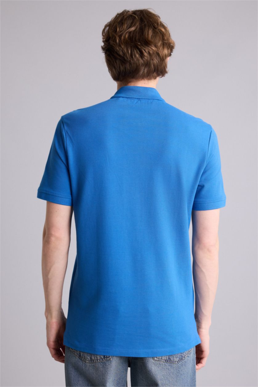 Erkek Mavi Slim Fit Polo Tişört