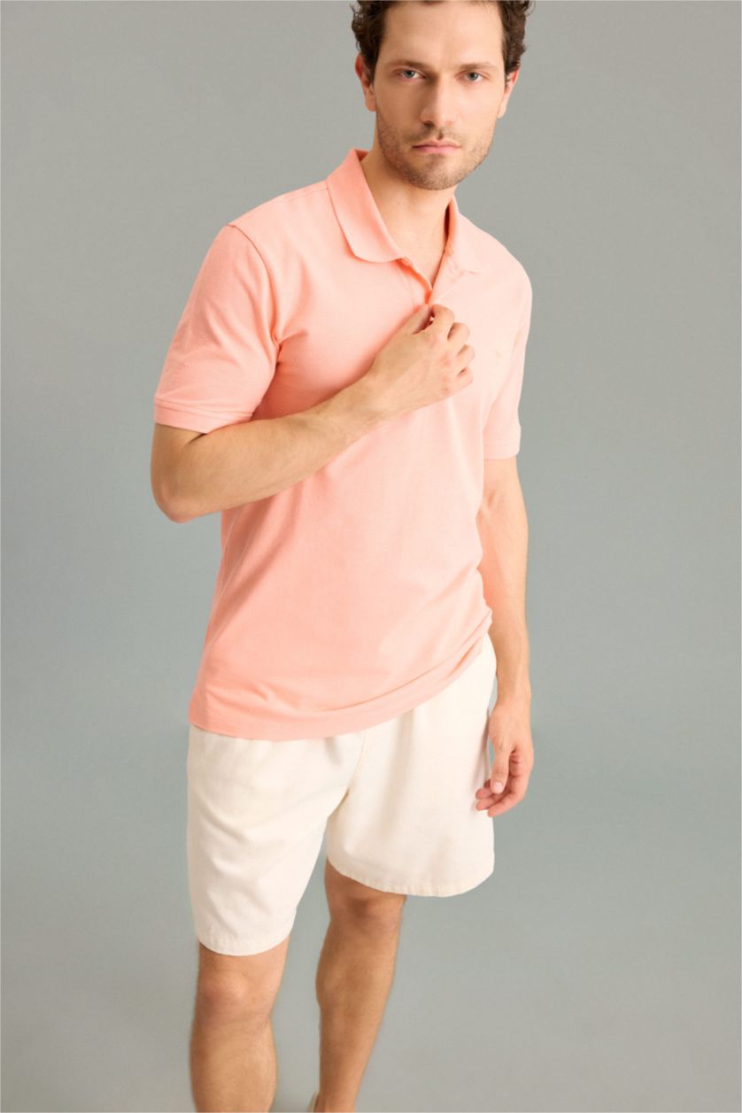 MAN Salmon Slim Fit Short Sleeve Polo T-Shirt