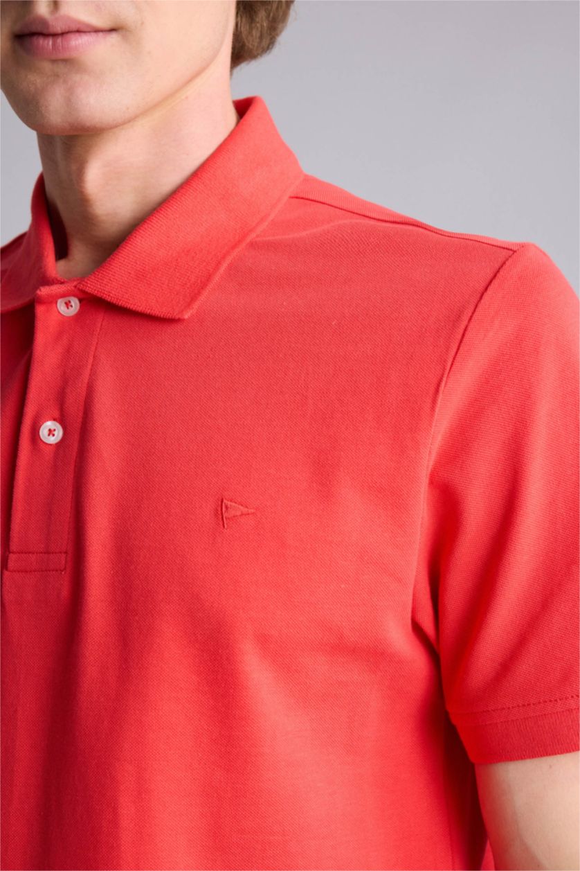 Erkek Açık Kırmızı Slim Fit Polo Tişört