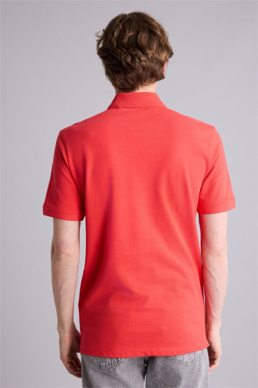 Erkek Açık Kırmızı Slim Fit Polo Tişört