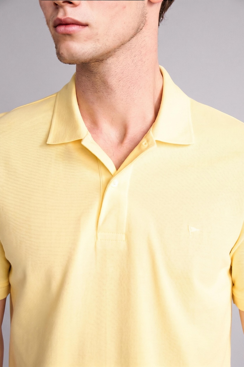 Man Yellow Slim Fi Short Sleeve Polo T-Shirt
