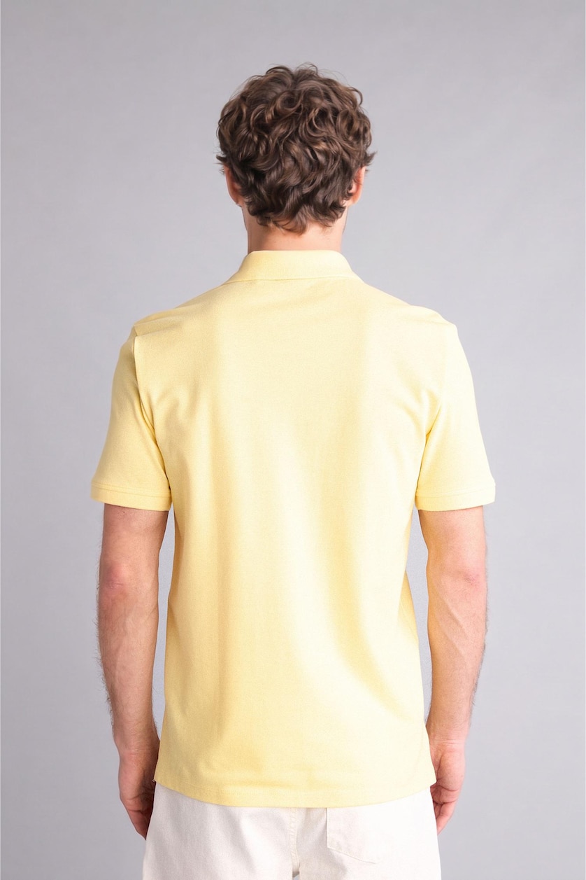 Man Yellow Slim Fi Short Sleeve Polo T-Shirt