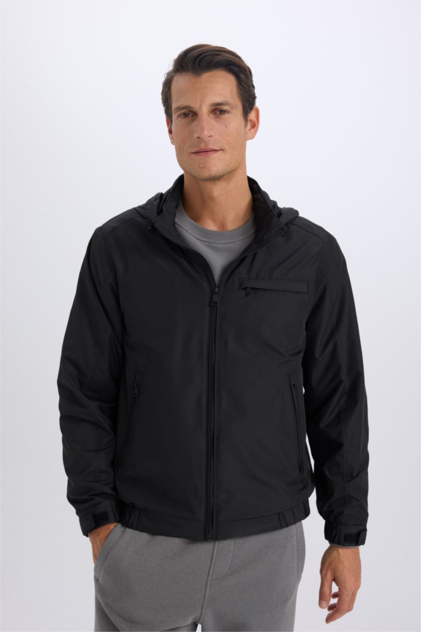 MAN Black Water Repellent Zipper Puffer Jacket