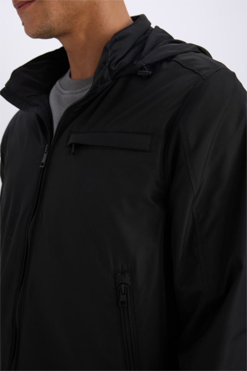 MAN Black Water Repellent Zipper Puffer Jacket