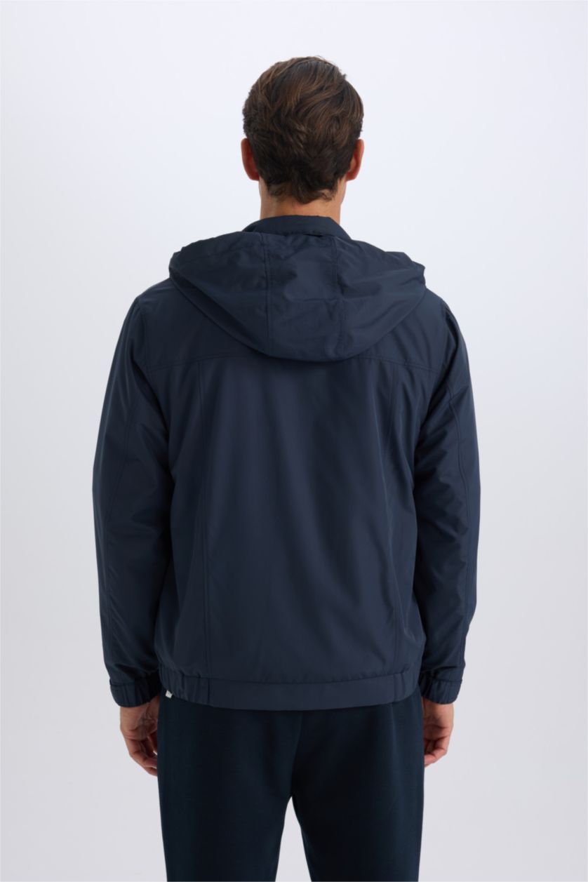 Erkek Lacivert Su İtici Kapüşonlu Mont