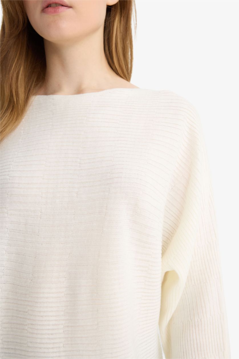 Женщины Бежевый Свитер с лодочным вырезом