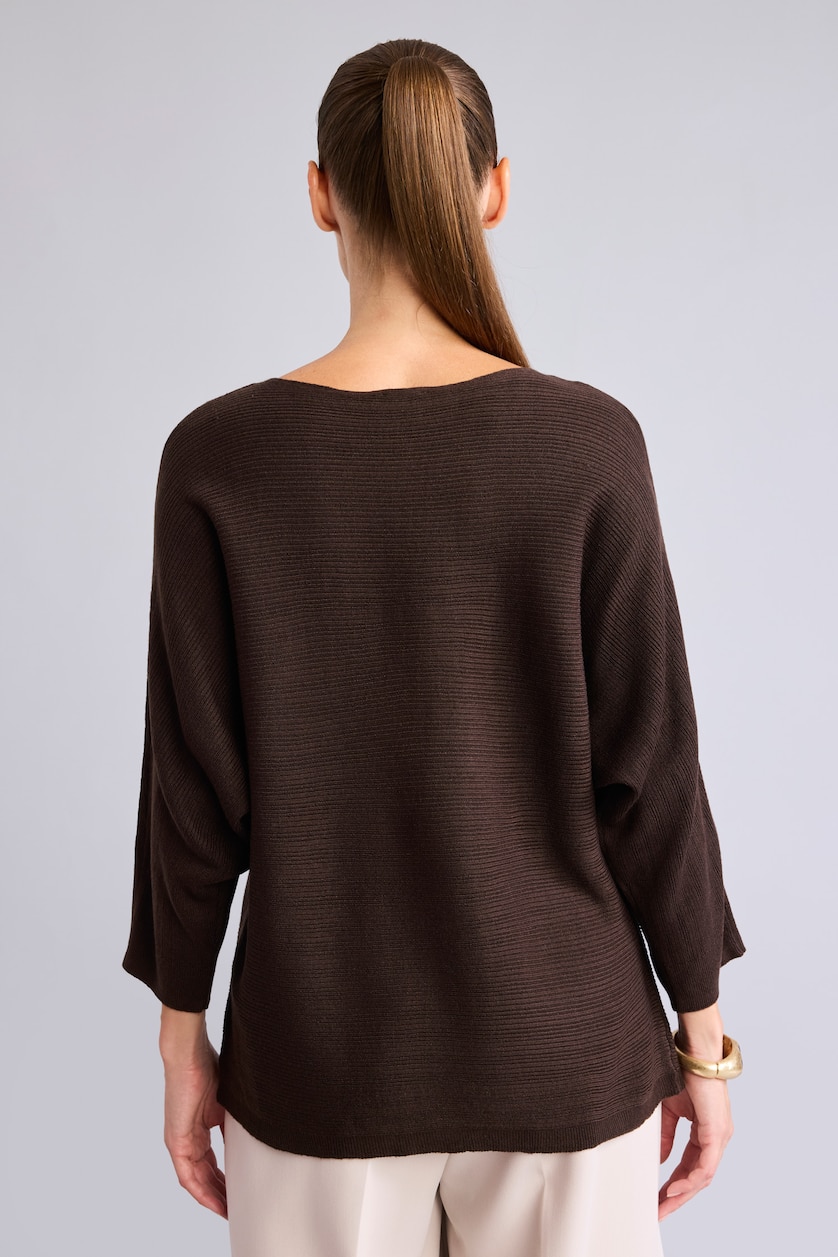 نساء بني Boat Neck Pullover