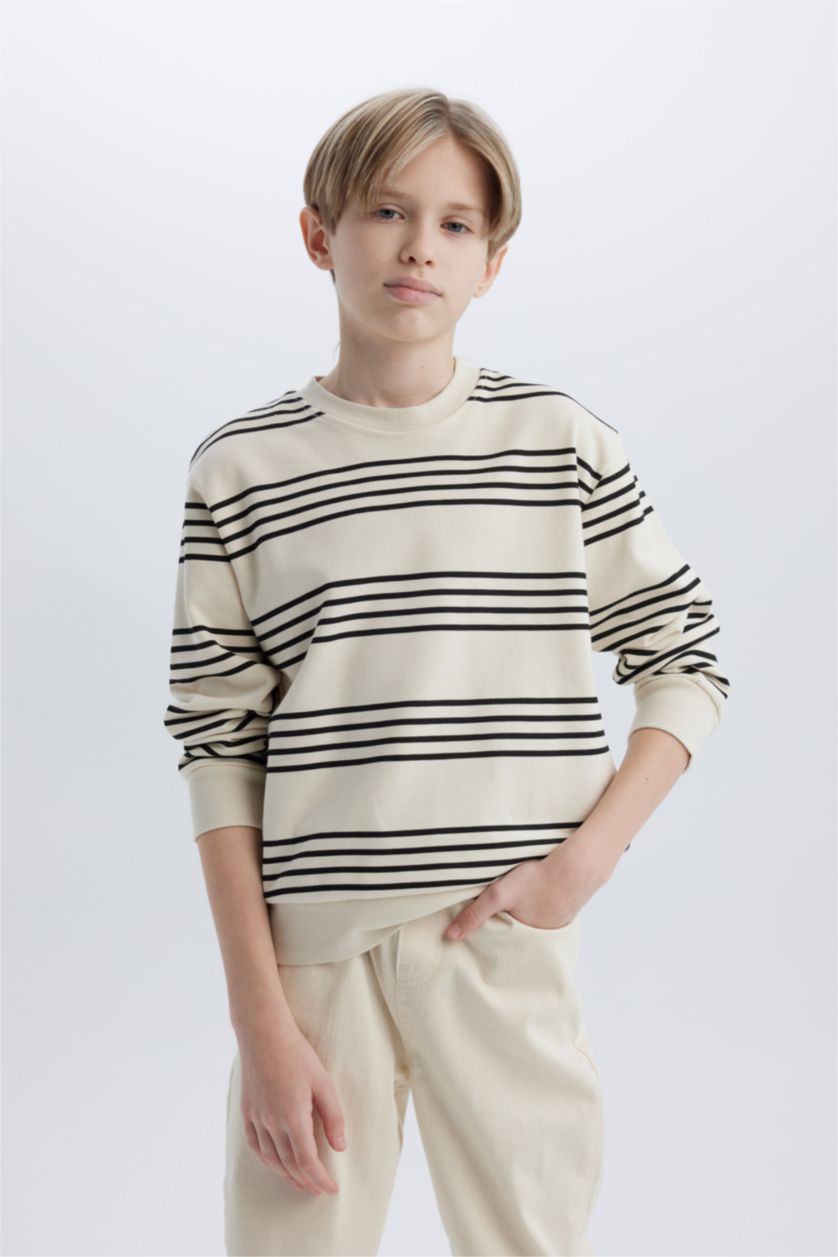 BOYS & TEENS Stone Boy Crew Neck Striped Sweatshirt