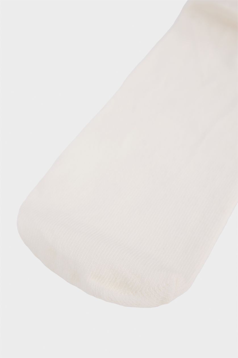 نساء أبيض جوارب طويلة نسائية من قطن بزهرة