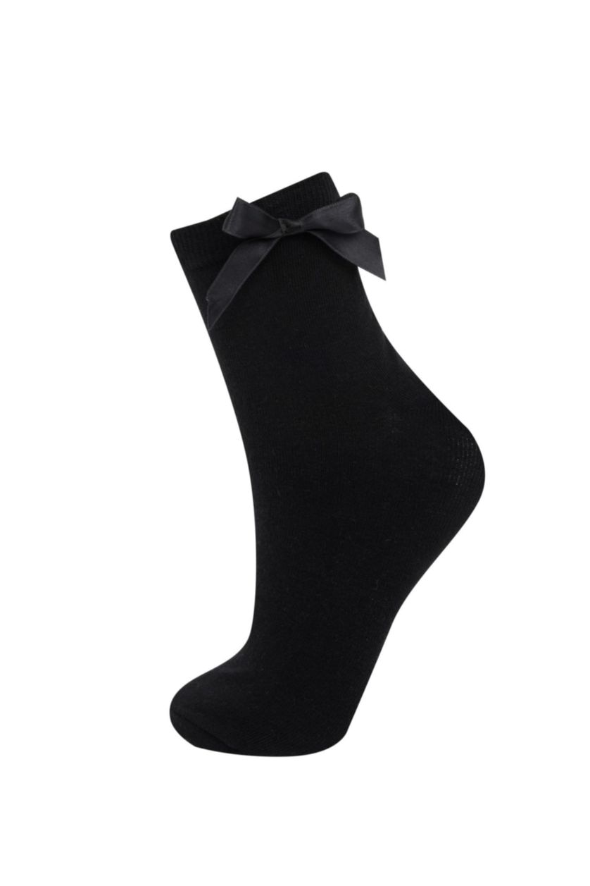 Kadın Karma Kadın Dikişsiz Kurdeleli 2'li Penye Pamuklu Premium Soket Çorap