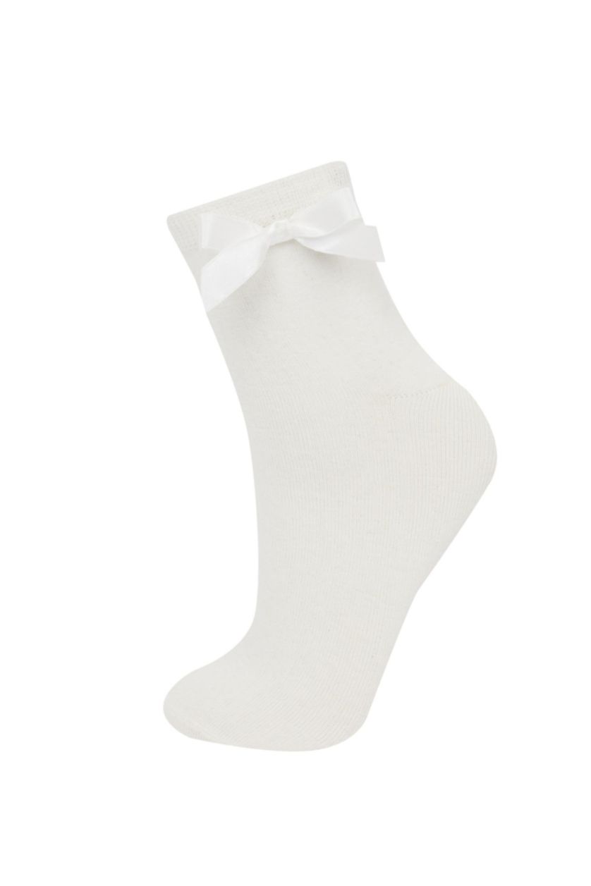 Kadın Karma Kadın Dikişsiz Kurdeleli 2'li Penye Pamuklu Premium Soket Çorap