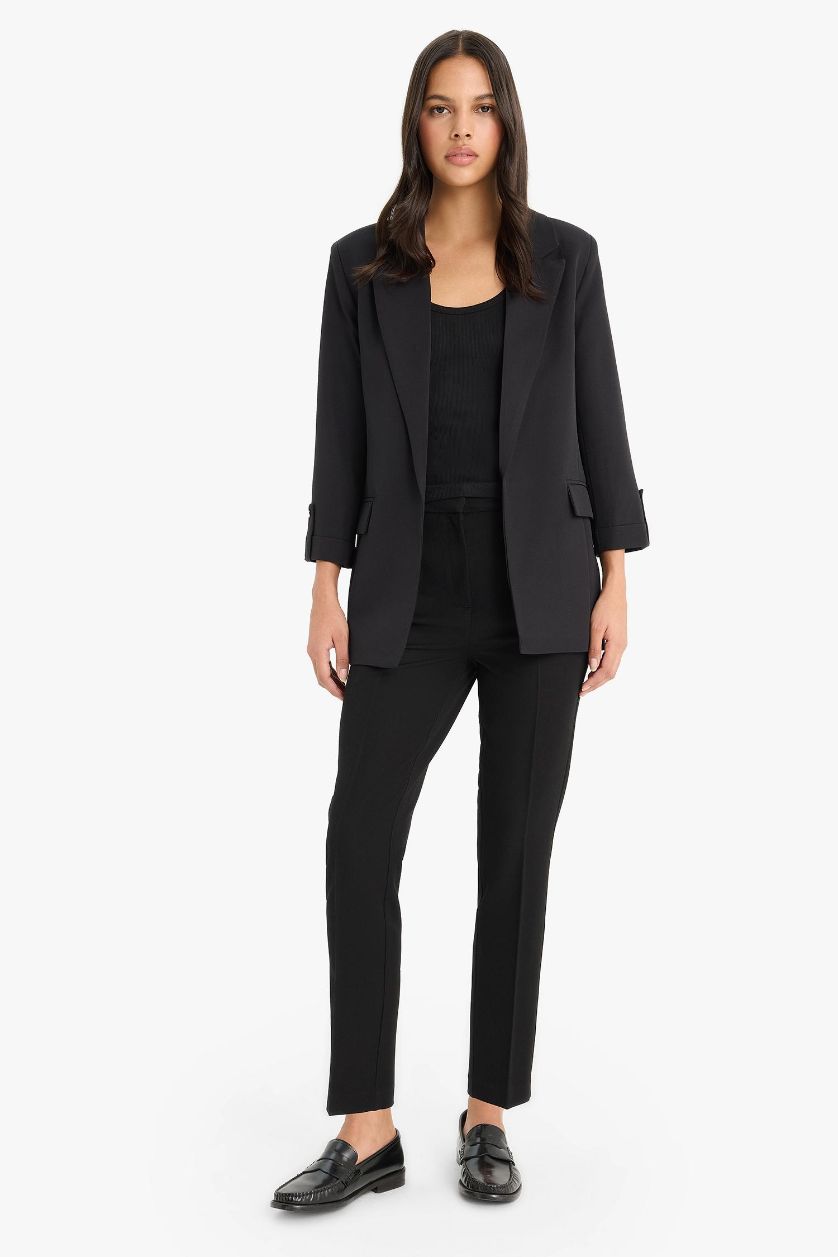 WOMAN Black Double Pocket High Waist Straight Leg Trousers