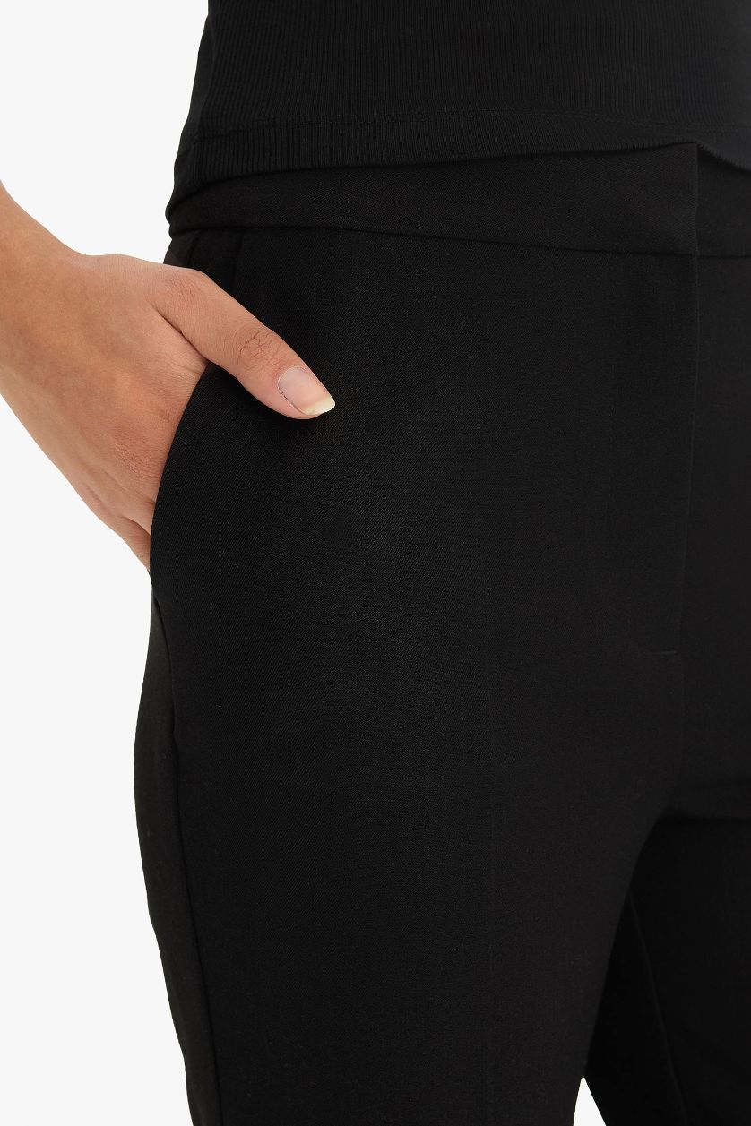 WOMAN Black Double Pocket High Waist Straight Leg Trousers