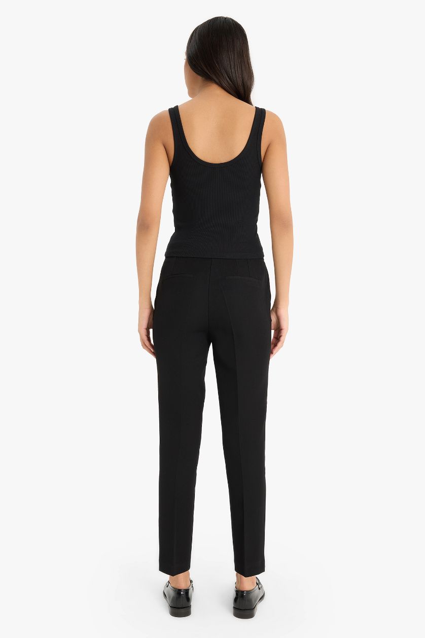 WOMAN Black Double Pocket High Waist Straight Leg Trousers