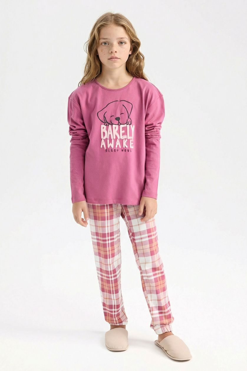 FILLES Bordeaux Pyjama pour Fille Top imprimé à manches longues et Bas à taille élastique