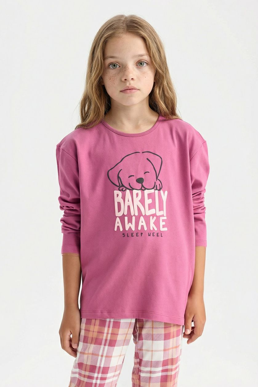 FILLES Bordeaux Pyjama pour Fille Top imprimé à manches longues et Bas à taille élastique