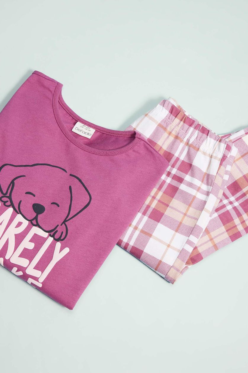 FILLES Bordeaux Pyjama pour Fille Top imprimé à manches longues et Bas à taille élastique