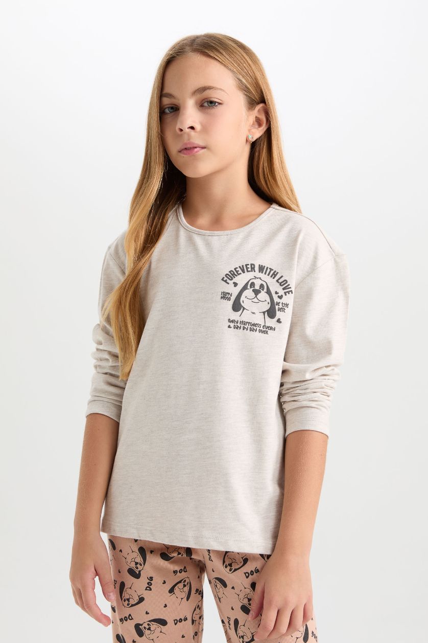 FILLES Écru Ensemble pyjama 2 pièces imprimé à manches longues pour Fille