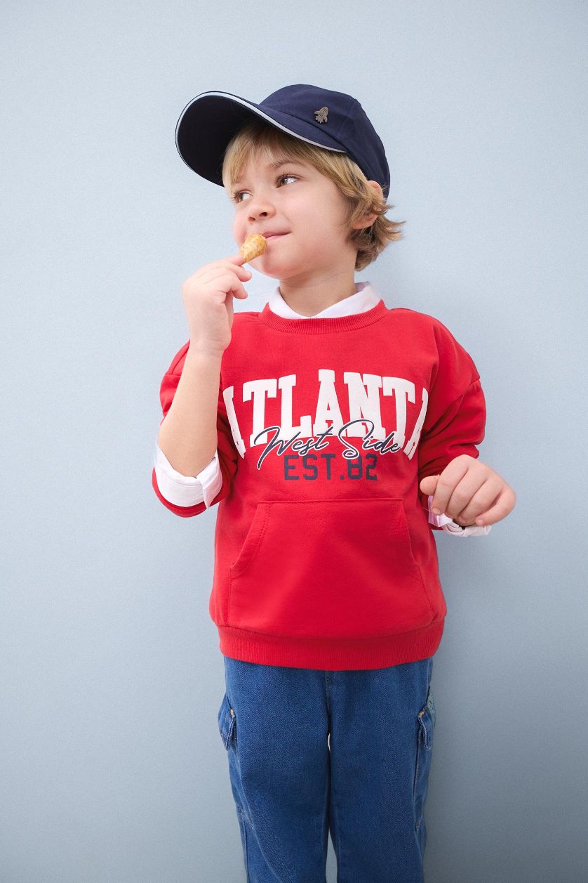 BÉBÉ GARÇON Rouge Sweatshirt imprimé à col rond pour garçon