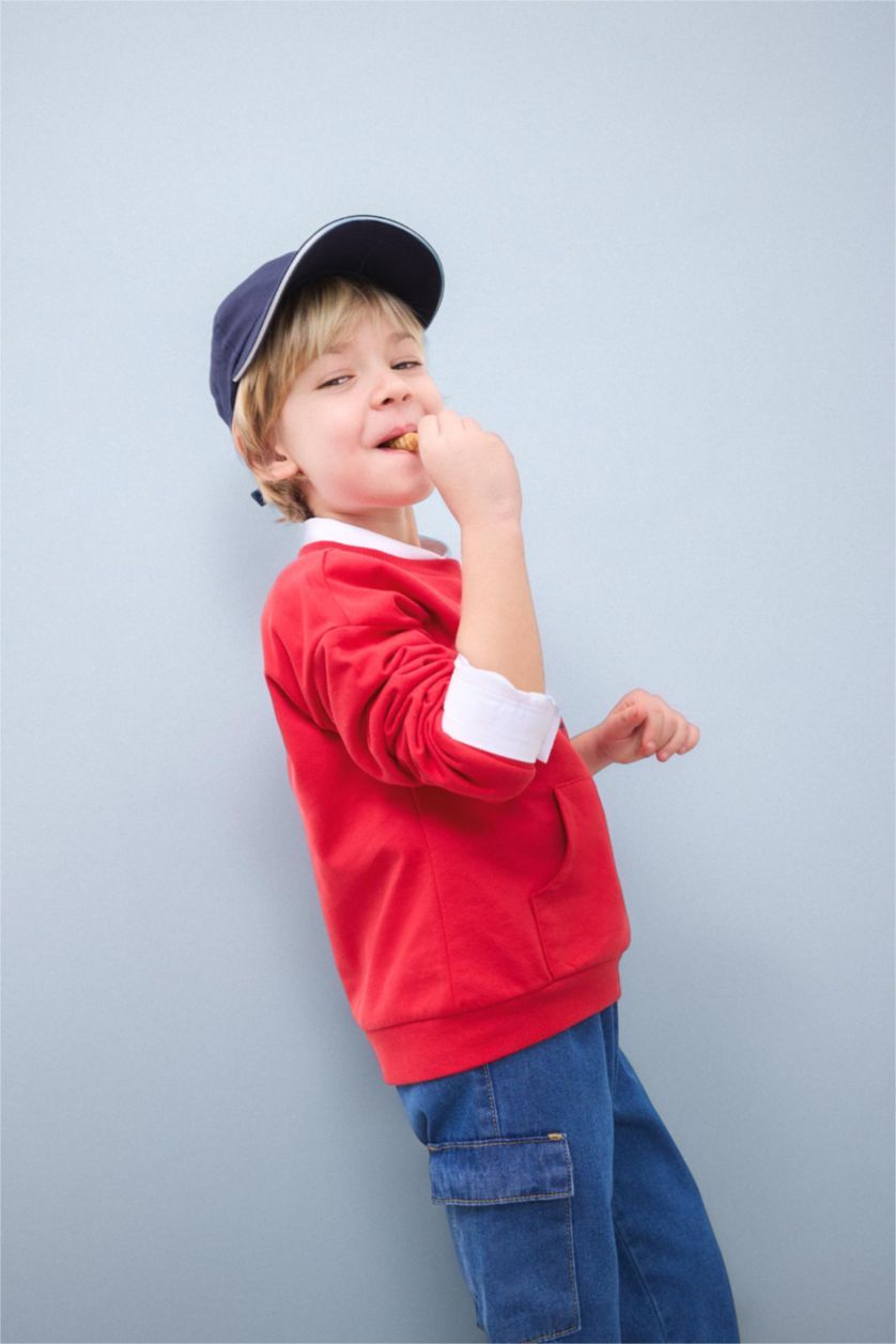 BÉBÉ GARÇON Rouge Sweatshirt imprimé à col rond pour garçon