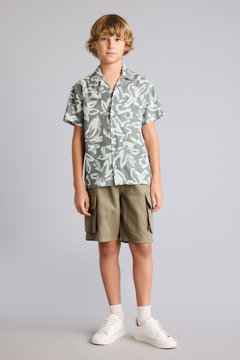 Boys & Teens Light Khaki Boy Oversize Polo Neck Short-Sleeve Shirt