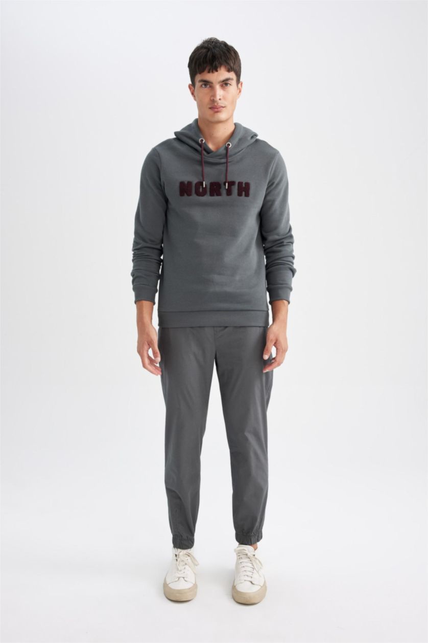 Мужчины Темно-серый Джоггеры из хлопка