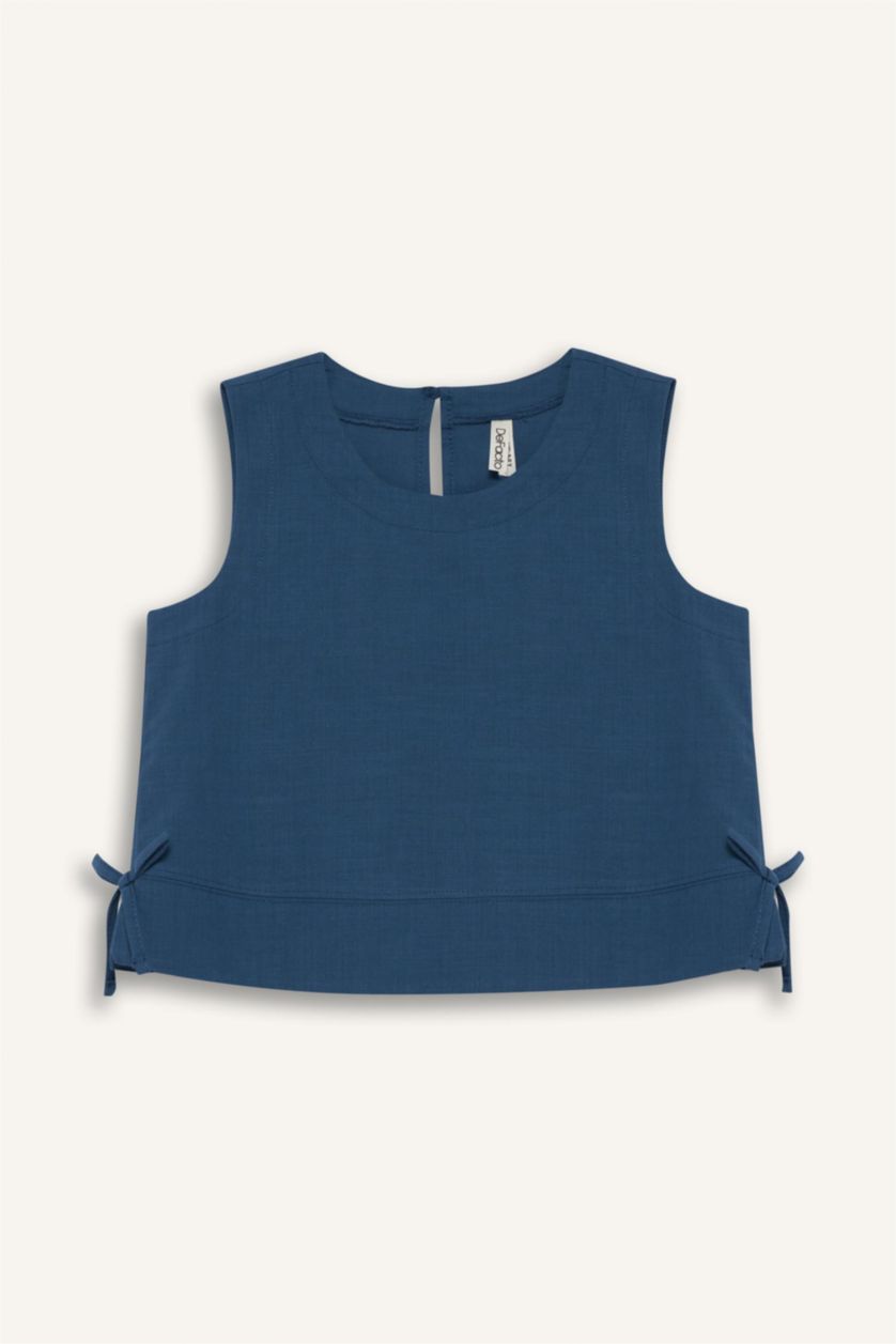 Kız Çocuk - Genç Kız İndigo Kolsuz Bluz Kız Çocuk