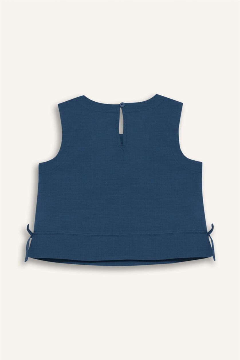 Kız Çocuk - Genç Kız İndigo Kolsuz Bluz Kız Çocuk