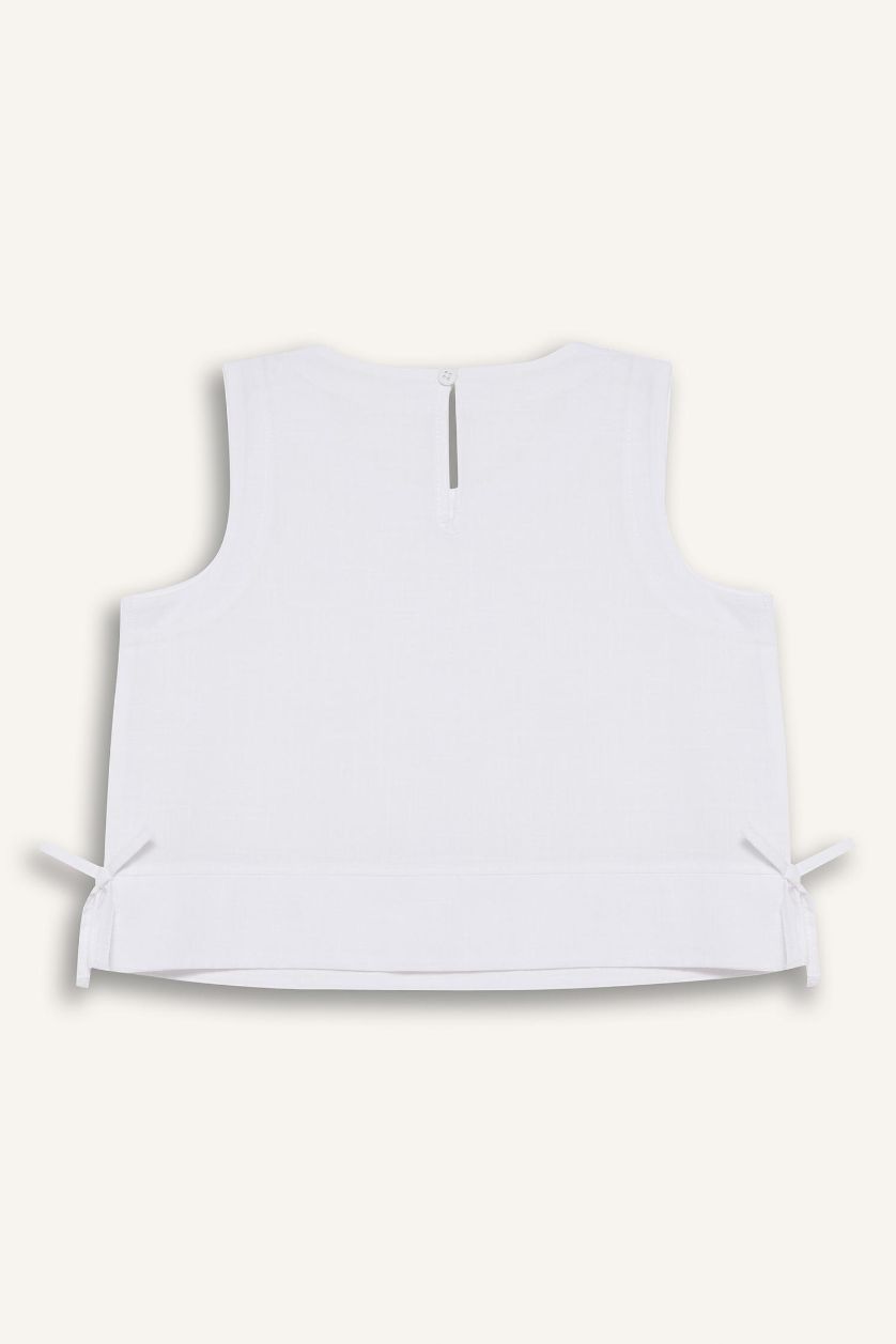 Kız Çocuk - Genç Kız Beyaz Kolsuz Bluz Kız Çocuk