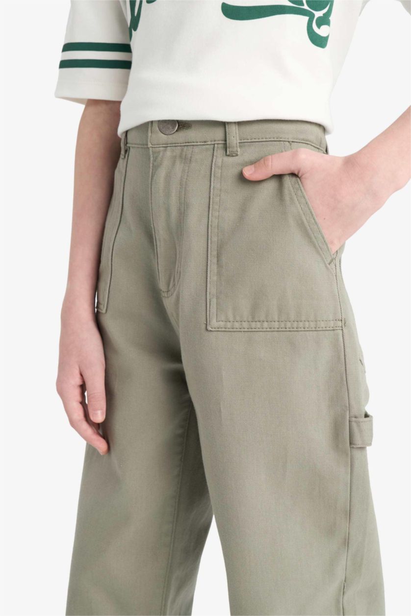 BOYS & TEENS Light Khaki Boy Wide Leg Standard Leg Gabardine Trousers