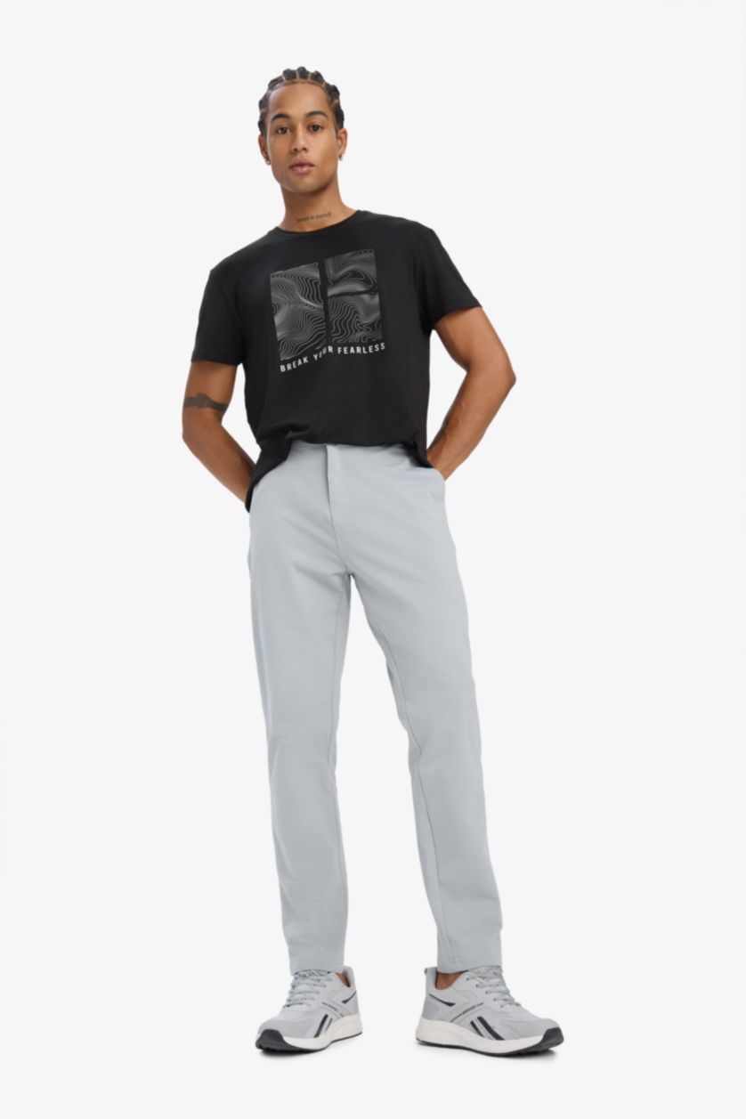 Man Light Grey DeFactoFit Slim Fit Double Pocket Standard Leg Sports Joggers