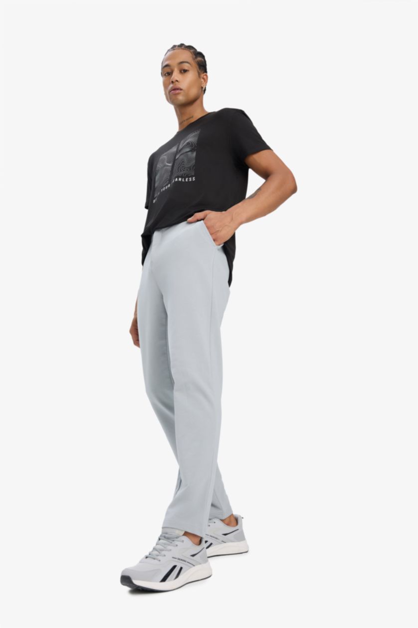 Man Light Grey DeFactoFit Slim Fit Double Pocket Standard Leg Sports Joggers
