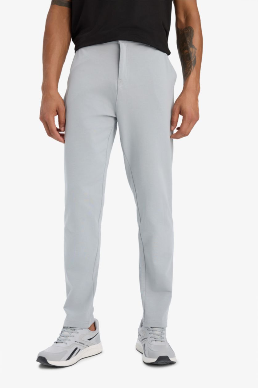 Man Light Grey DeFactoFit Slim Fit Double Pocket Standard Leg Sports Joggers