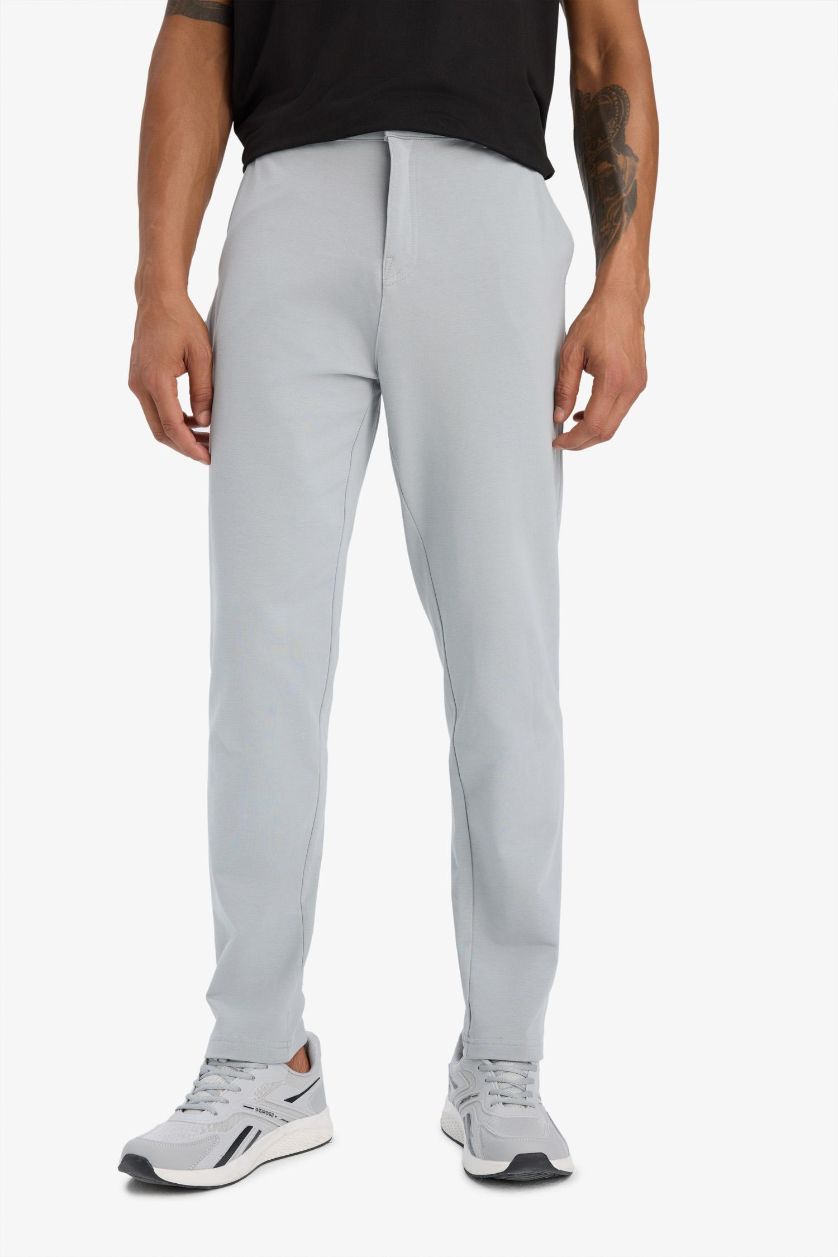 Erkek Açık Gri Slim Fit Dar Kesim Esnek Multifonksiyonel Çift Cepli Standart Paça Sporcu Jogger