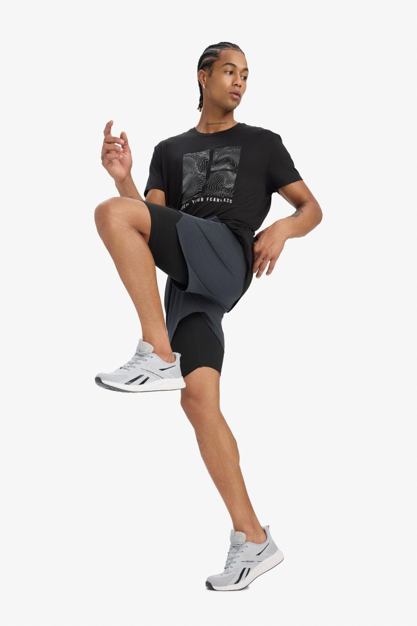 Erkek Antrasit Slim Fit Dar Kesim Sporcu Taytlı Dokuma Şort