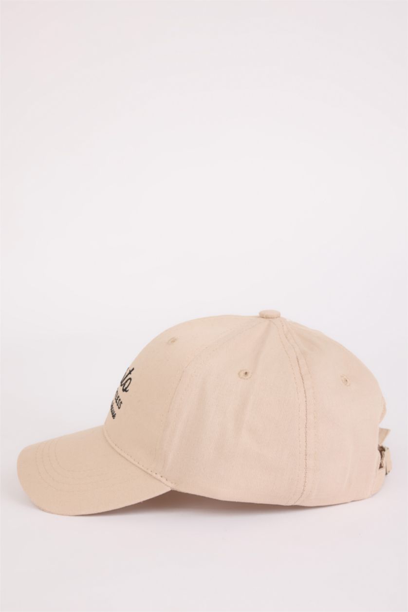 Erkek Camel Erkek Nakışlı Pamuklu Cap Şapka