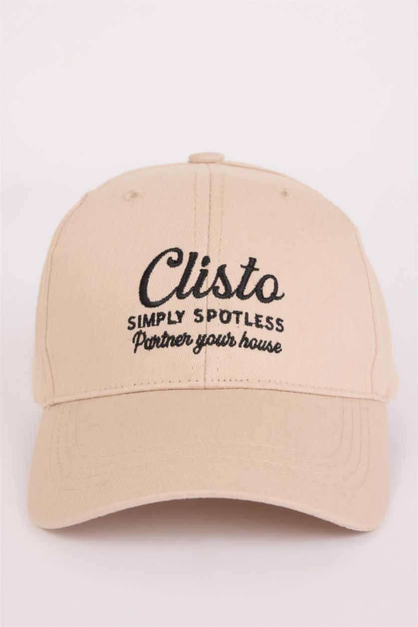 Erkek Camel Erkek Nakışlı Pamuklu Cap Şapka