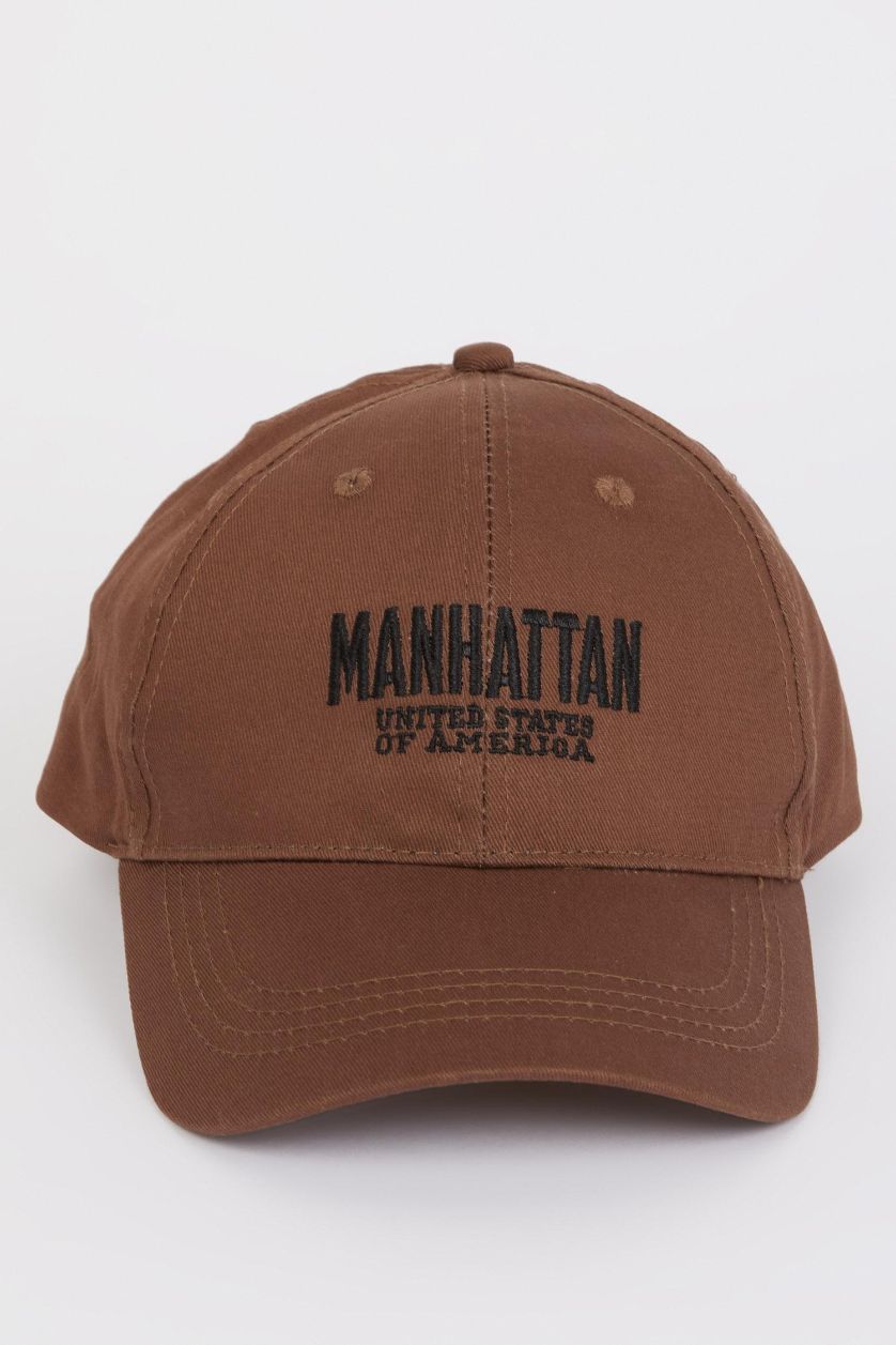 Man Brown Man Cotton Embroidered Hat